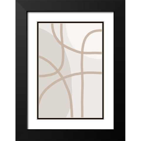 Minimal Lines 1 Black Modern Wood Framed Art Print with Double Matting by Urban Epiphany
