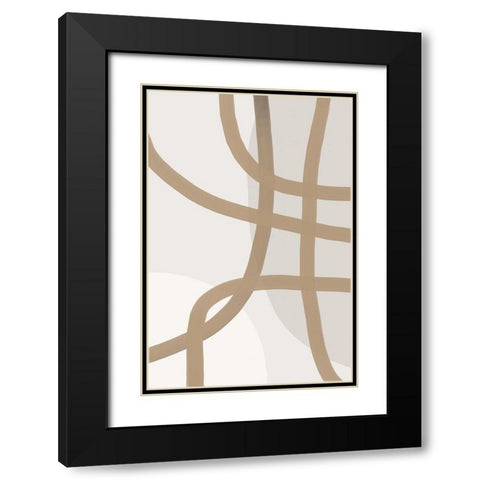 Minimal Lines 2 Black Modern Wood Framed Art Print with Double Matting by Urban Epiphany