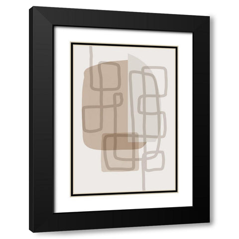 Minimal Lines 5 Black Modern Wood Framed Art Print with Double Matting by Urban Epiphany