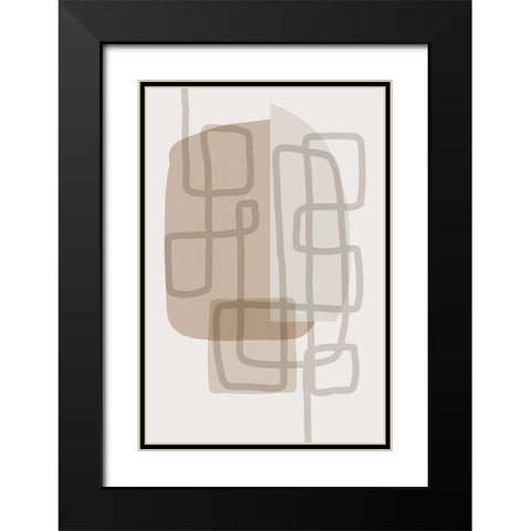 Minimal Lines 5 Black Modern Wood Framed Art Print with Double Matting by Urban Epiphany