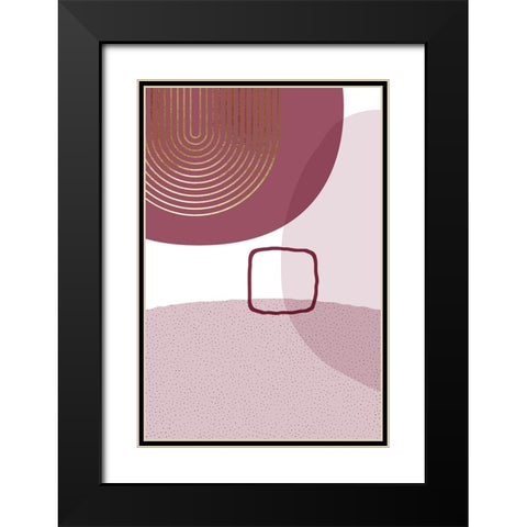 Abstract Minimalist Burgundy Gold 2 Black Modern Wood Framed Art Print with Double Matting by Urban Epiphany