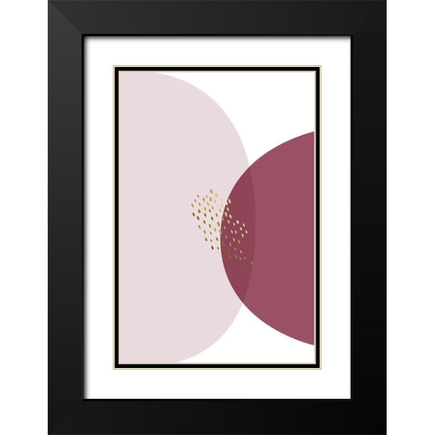 Abstract Minimalist Burgundy Gold 5 Black Modern Wood Framed Art Print with Double Matting by Urban Epiphany
