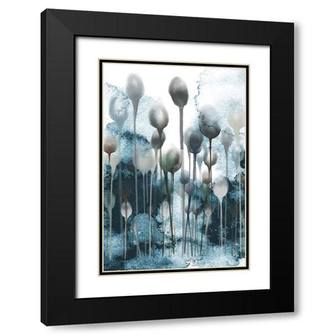 Enlightened Minds Blue Black Modern Wood Framed Art Print with Double Matting by Urban Epiphany