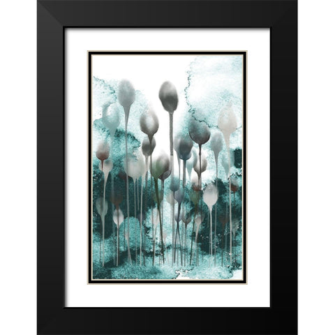 Enlightened Minds Teal Black Modern Wood Framed Art Print with Double Matting by Urban Epiphany