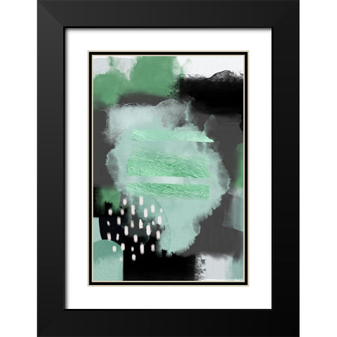 Green Meditation Black Modern Wood Framed Art Print with Double Matting by Urban Epiphany