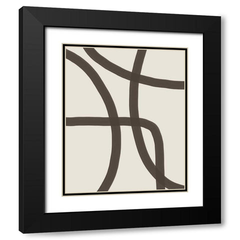 Minimal Lines Black Modern Wood Framed Art Print with Double Matting by Urban Epiphany
