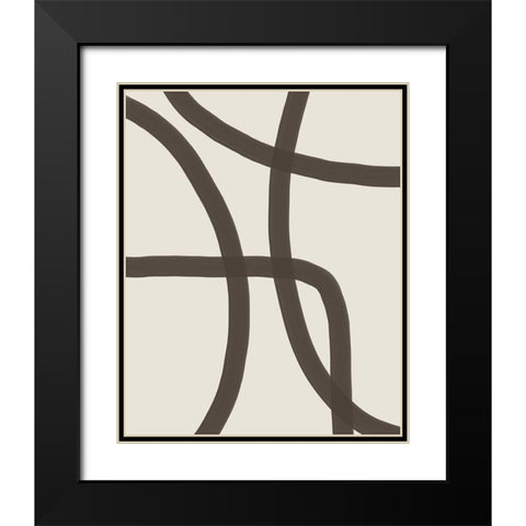 Minimal Lines Black Modern Wood Framed Art Print with Double Matting by Urban Epiphany