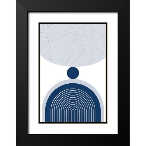 Mid Century Modern Navy Silver 1 Black Modern Wood Framed Art Print with Double Matting by Urban Epiphany