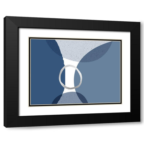 Mid Century Modern Navy Silver 2 Black Modern Wood Framed Art Print with Double Matting by Urban Epiphany