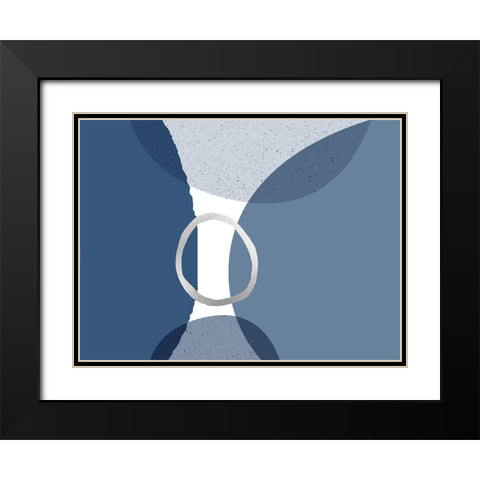 Mid Century Modern Navy Silver 2 Black Modern Wood Framed Art Print with Double Matting by Urban Epiphany