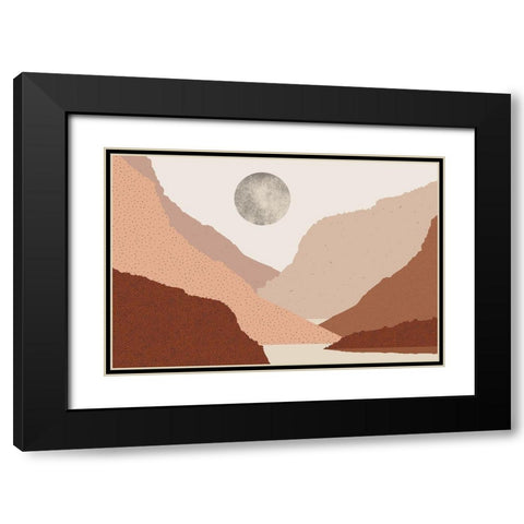 Mid Century Boho Landscape Black Modern Wood Framed Art Print with Double Matting by Urban Epiphany