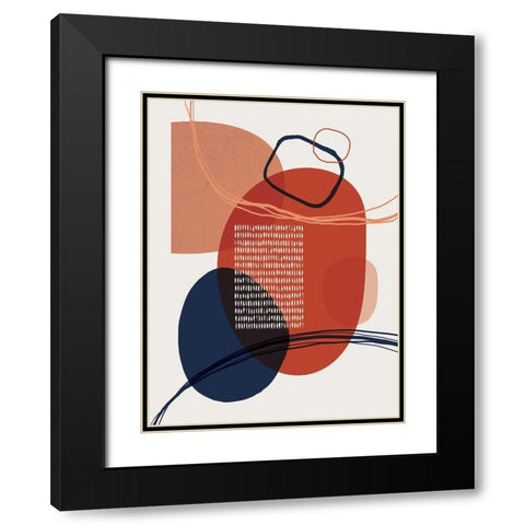 Abstract Red Clay Black Modern Wood Framed Art Print with Double Matting by Urban Epiphany