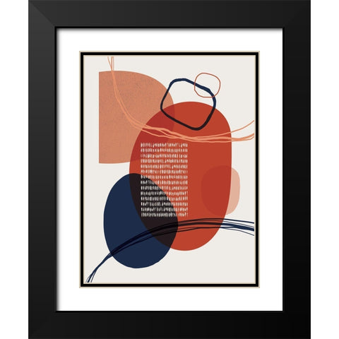 Abstract Red Clay Black Modern Wood Framed Art Print with Double Matting by Urban Epiphany