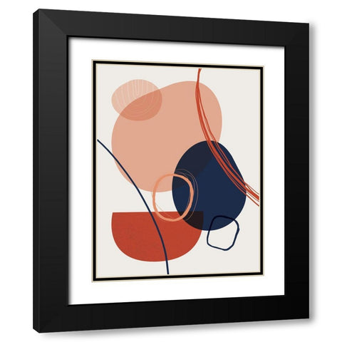 Abstract Red Clay 2 Black Modern Wood Framed Art Print with Double Matting by Urban Epiphany