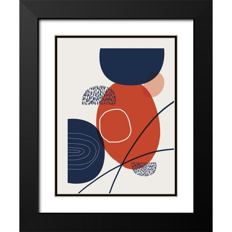 Abstract Red Clay 4 Black Modern Wood Framed Art Print with Double Matting by Urban Epiphany