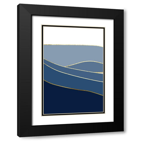 Navy Gold Landscape 1 Black Modern Wood Framed Art Print with Double Matting by Urban Epiphany