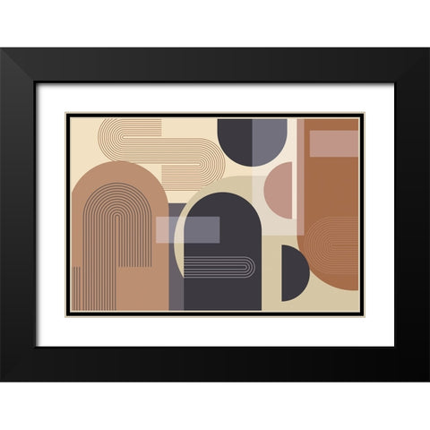 Abstract Arches Charcoal Terracotta 2 Black Modern Wood Framed Art Print with Double Matting by Urban Epiphany