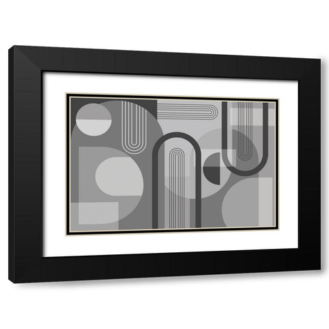 Abstract Arches Gray 1 Black Modern Wood Framed Art Print with Double Matting by Urban Epiphany