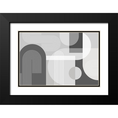 Abstract Arches Gray 2 Black Modern Wood Framed Art Print with Double Matting by Urban Epiphany