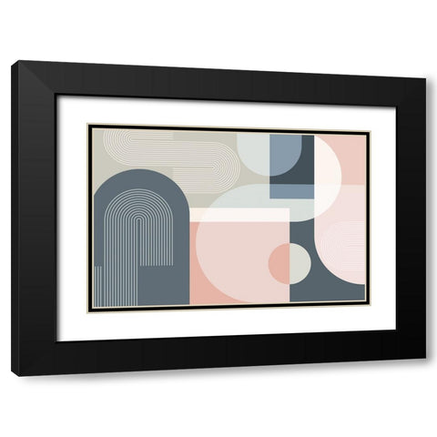 Mid Century Abstract Arches 2 Black Modern Wood Framed Art Print with Double Matting by Urban Epiphany