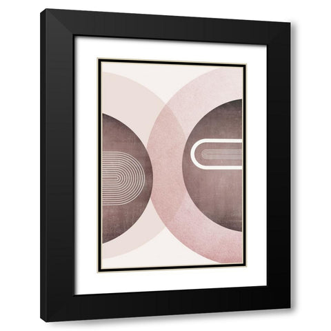 MidCentury Arches Pink Burgundy 2 Black Modern Wood Framed Art Print with Double Matting by Urban Epiphany