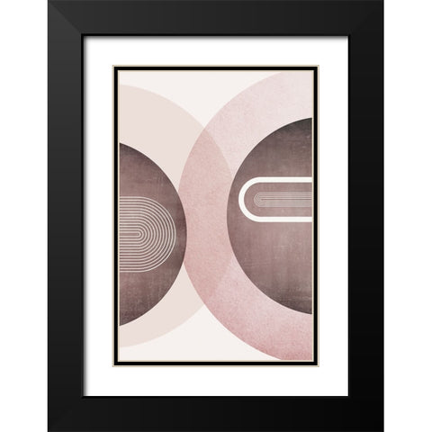 MidCentury Arches Pink Burgundy 2 Black Modern Wood Framed Art Print with Double Matting by Urban Epiphany