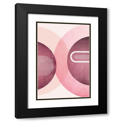 Mid Century Arches Pink Burgundy 2 Black Modern Wood Framed Art Print with Double Matting by Urban Epiphany