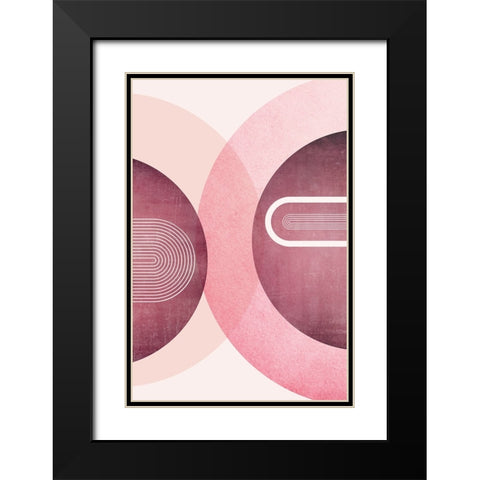 Mid Century Arches Pink Burgundy 2 Black Modern Wood Framed Art Print with Double Matting by Urban Epiphany