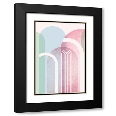 Mid Century Arches Soft Pastels 1 Black Modern Wood Framed Art Print with Double Matting by Urban Epiphany