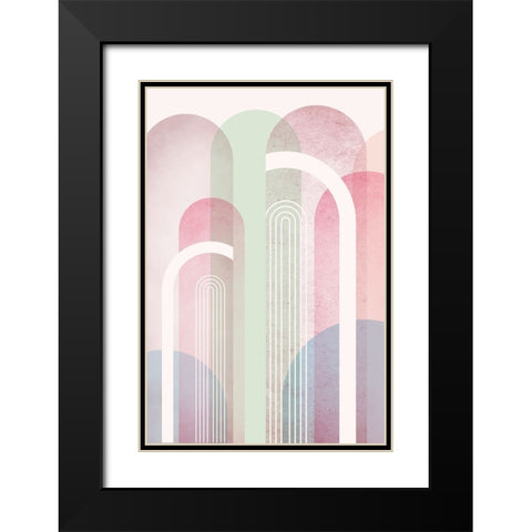 Mid Century Arches Soft Pastels 2 Black Modern Wood Framed Art Print with Double Matting by Urban Epiphany