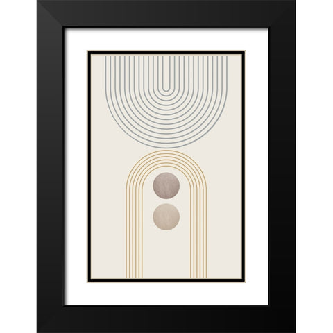 Mid Century Minimalist Boho 1 Black Modern Wood Framed Art Print with Double Matting by Urban Epiphany