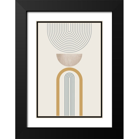 MidCentury Minimalist Boho 3 Black Modern Wood Framed Art Print with Double Matting by Urban Epiphany