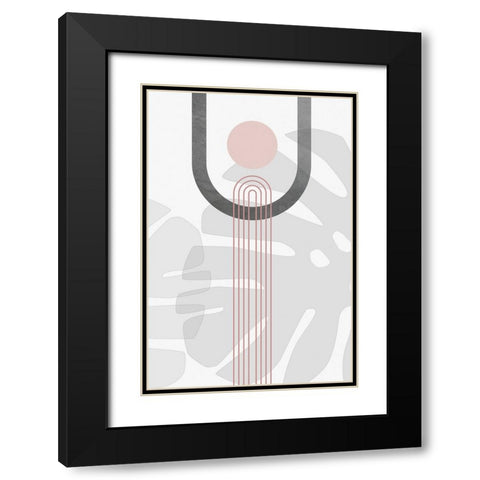Modern Mid Century Abstract Pink Grey 1 Black Modern Wood Framed Art Print with Double Matting by Urban Epiphany