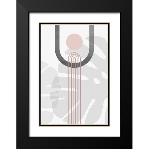 Modern Mid Century Abstract Pink Grey 1 Black Modern Wood Framed Art Print with Double Matting by Urban Epiphany
