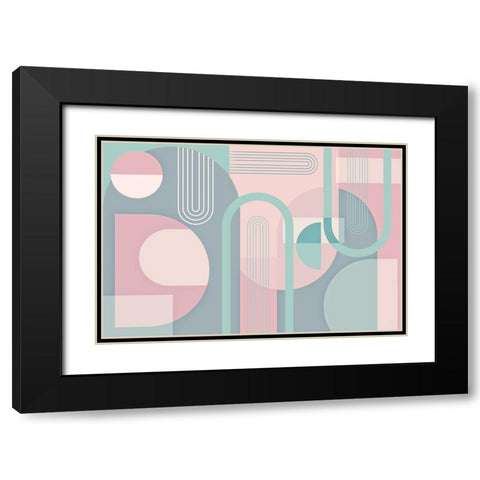 Abstract Arches Pastel Black Modern Wood Framed Art Print with Double Matting by Urban Epiphany