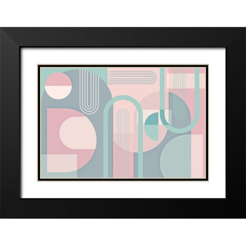 Abstract Arches Pastel Black Modern Wood Framed Art Print with Double Matting by Urban Epiphany