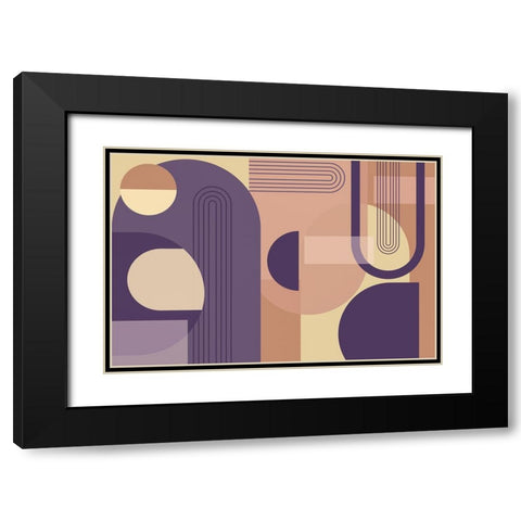 Abstract Arches Purple Black Modern Wood Framed Art Print with Double Matting by Urban Epiphany