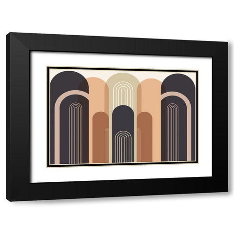 Mid Century Arches Black Modern Wood Framed Art Print with Double Matting by Urban Epiphany