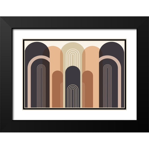 Mid Century Arches Black Modern Wood Framed Art Print with Double Matting by Urban Epiphany
