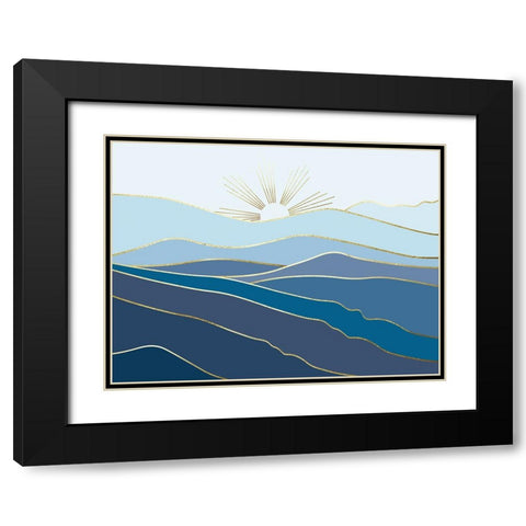 Landscape In Blue Black Modern Wood Framed Art Print with Double Matting by Urban Epiphany