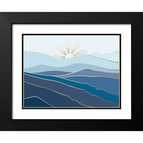 Landscape In Blue Black Modern Wood Framed Art Print with Double Matting by Urban Epiphany