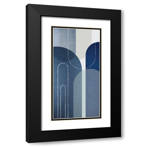 Blue Linen MidCentury 1 Black Modern Wood Framed Art Print with Double Matting by Urban Epiphany