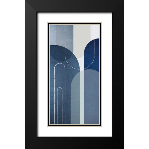 Blue Linen MidCentury 1 Black Modern Wood Framed Art Print with Double Matting by Urban Epiphany