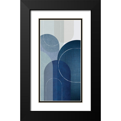 Blue Linen MidCentury 3 Black Modern Wood Framed Art Print with Double Matting by Urban Epiphany