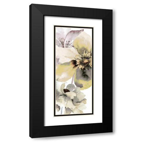 Gray Yellow Petals 1 Black Modern Wood Framed Art Print with Double Matting by Brown, Victoria