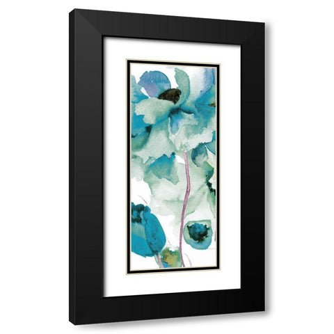 Indigo Petals 3 Black Modern Wood Framed Art Print with Double Matting by Brown, Victoria