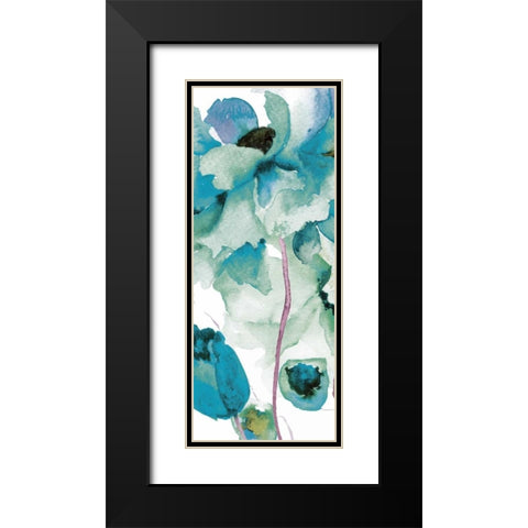 Indigo Petals 3 Black Modern Wood Framed Art Print with Double Matting by Brown, Victoria