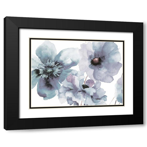 Flowering Blue Hues Black Modern Wood Framed Art Print with Double Matting by Brown, Victoria