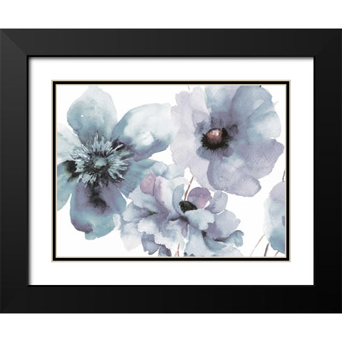 Flowering Blue Hues Black Modern Wood Framed Art Print with Double Matting by Brown, Victoria