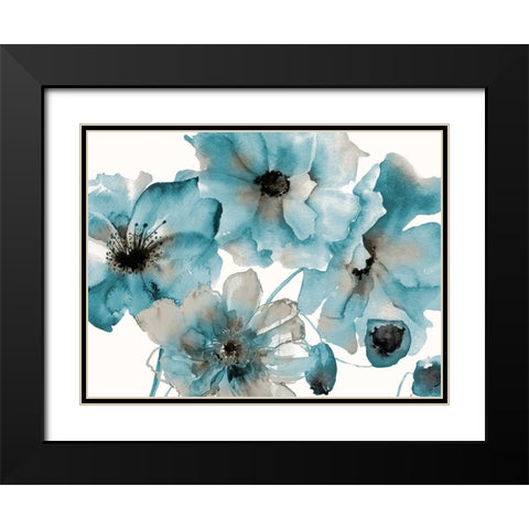 Teal Kissed Hues Black Modern Wood Framed Art Print with Double Matting by Brown, Victoria